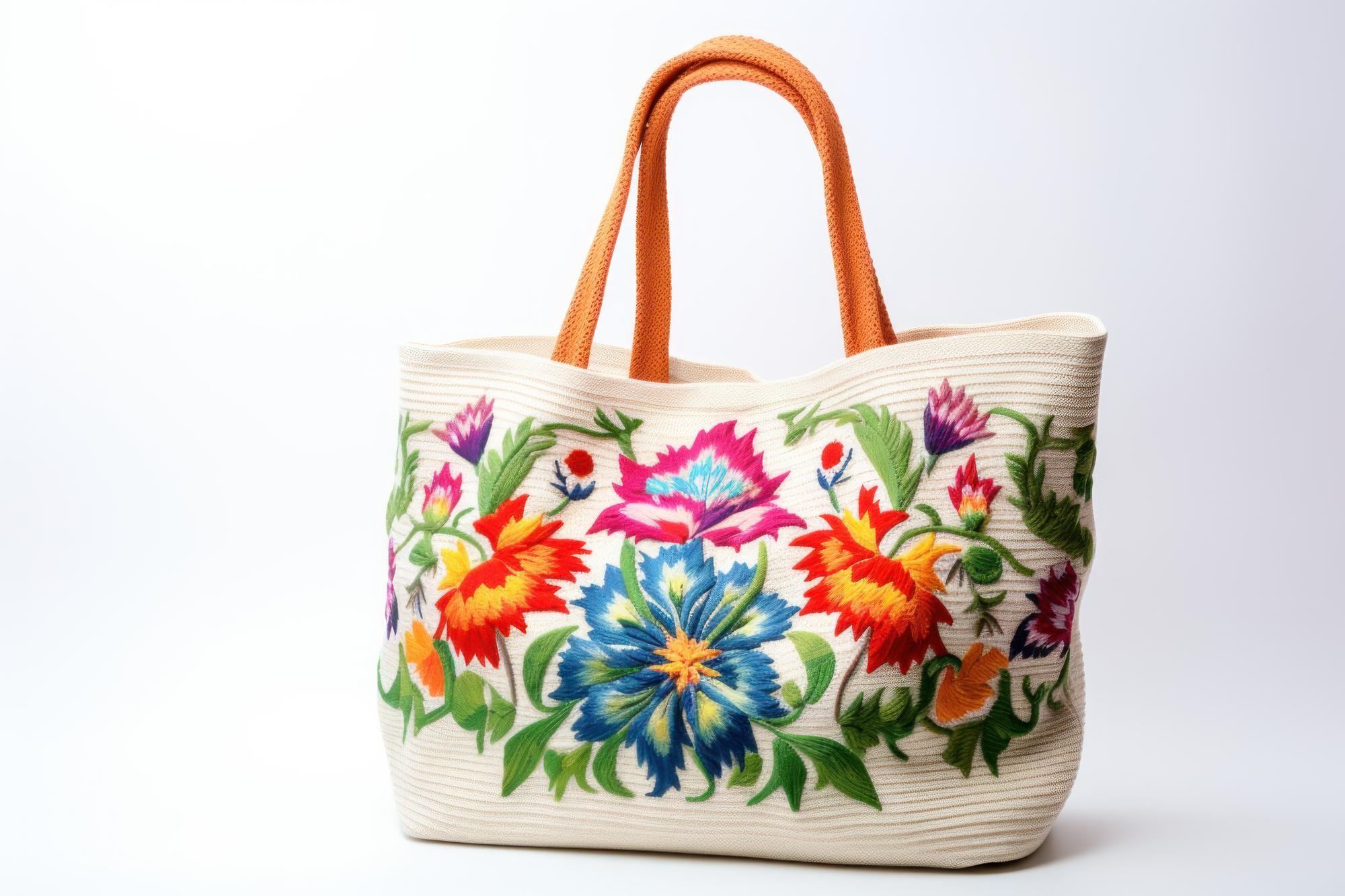 Borsa ricamata con inserti colorati